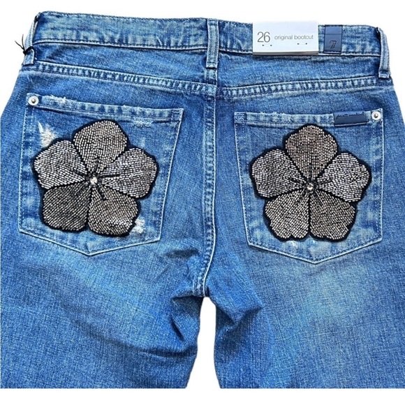 NWT 7 For All Mankind Women’s Original Bootcut In Maribel - Floral - Picture 7 of 9